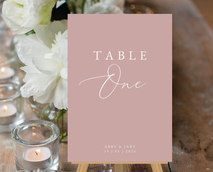 Dusky pink wedding table numbers, blush pink table numbers, dusty pink table signs, pink table number signs, dusky pink wedding stationery