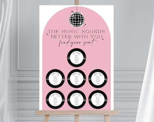 Music Album Wedding Table Plan, Vinyl Record Seating Plan, Music Theme Table Plan, Rock & Roll Wedding, Alternative Wedding, Jukebox Wedding
